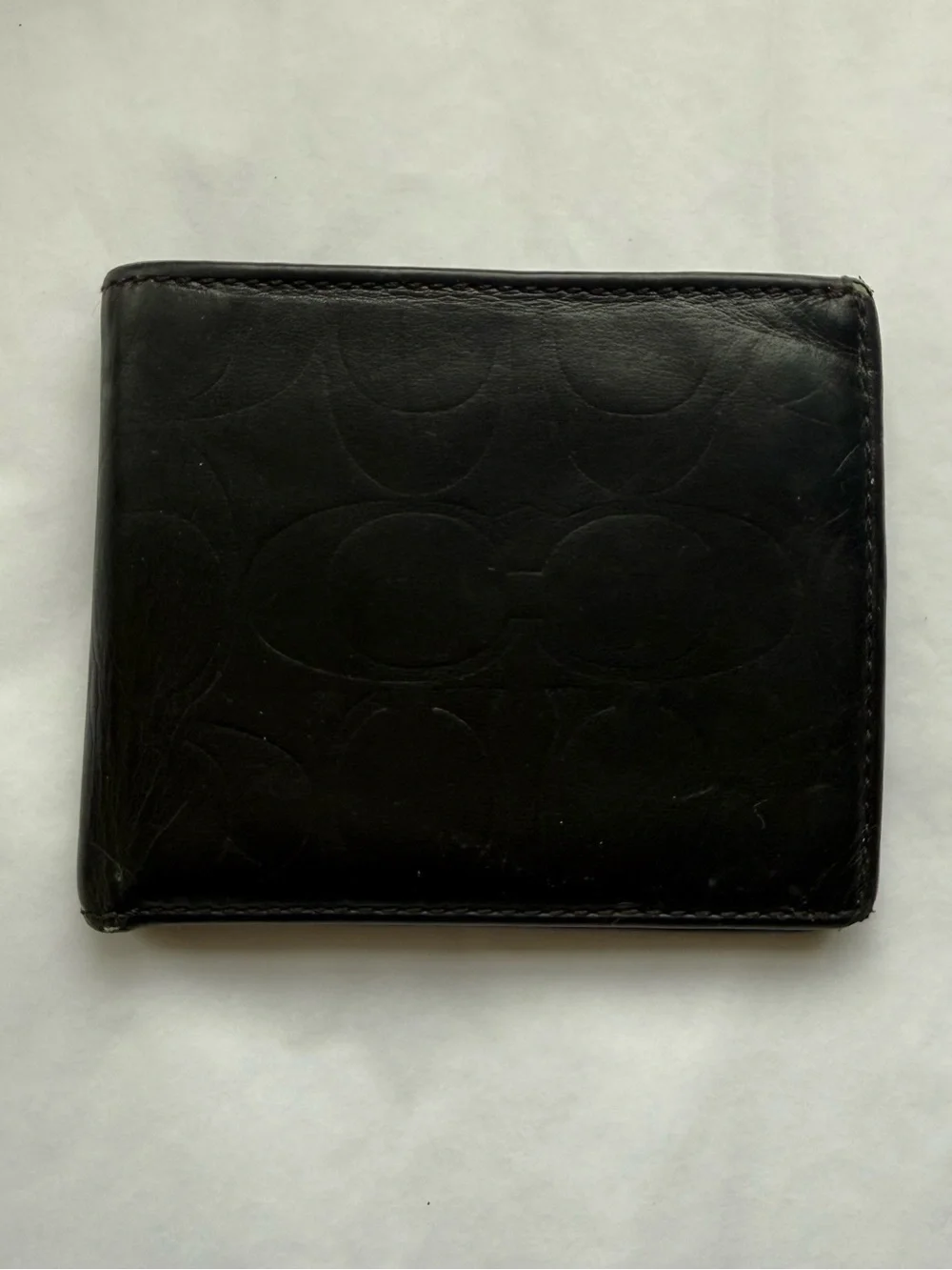 Vintage Coach Men’s Black Embossed Signature Leather Bifold Wallet